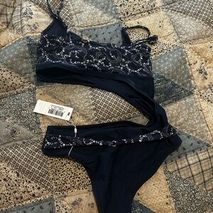 Frankie’s bikinis blue one piece cutout, unworn with tag on